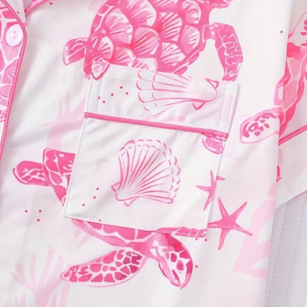 Women's Pink Turtle Print Pajama Set - Picture 7 of 7